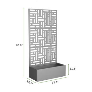 New Design French Style Laser Cut Outdoor Metal Fence <strong>Planter</strong> <strong>With</strong> Decorative <strong>Trellis</strong> Screen Panel - Product Image 1