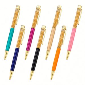 Cadeau publicitaire promotionnel, stylo à bille en métal de luxe avec feuille d'or flottante, logo personnalisé, cadeaux de fête - Product Image 1