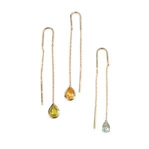 Pendientes de cadena de lágrima oro rosa de 9K con piedras preciosas genuinas regalo de joyería elegante único perfecto para capas y looks elegantes - Product Image 3