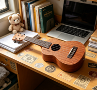 Wholesale 21Inch Sapele Wood Ukulele Mini 4-String Hawaii Wooden Guitar OEM/ODM Custom Logo for Holiday Gifts Music Teaching Aid