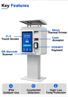 Station de paiement pour lavage auto en libre-service DK DK-D8910, kiosque 21,5 pouces, étanche, à poser au sol, avec lecture de code QR et acceptation de paiement en espèces pour station-service