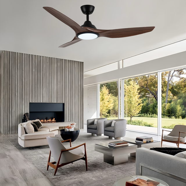 JK ZS-52-24006BKWN Indoor App Control 3 ABS Blades Modern Dc Led Remote Control Ceiling Fan With Light