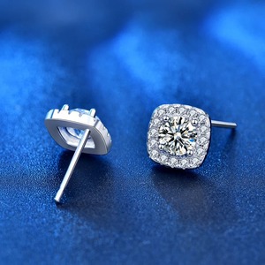 Cut <b>Moissanite</b> Luxury Stud <b>Earrings</b> Men Women Sparkling Sterling Silver Bridal Wedding Anniversary Gift Third Party Fine - Product Image 3