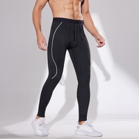 Leggings de sport pour homme en polyester doublé polaire, ajustés, longs, à séchage rapide et anti-transpiration, pour la course et l'entraînement, collection automne-hiver