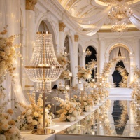 Lampes de sol en cristal luxueuses avec perles, éclairage d'ambiance LED, décorations pour allées de mariage, banquets et événements