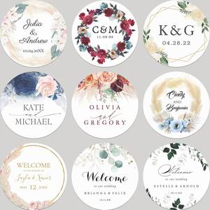 Personalized Thank You Stickers for Wedding Favors - <b>Circle</b> <b>Labels</b> with Custom Names and Date - Elegant Wedding Stickers 100pcs - Product Image 3