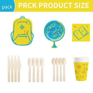 DAMAI - Juego de Vajilla Desechable para Fiestas Infantiles de Regreso a la Escuela, Mochila, Regla, Lápiz, Servilletas de Papel, Vasos, Platos - Product Image 6