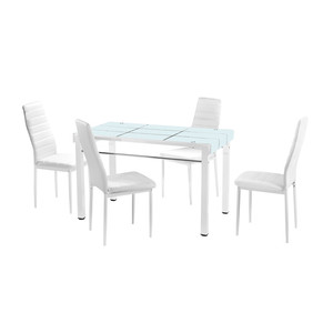 Mesa de comedor de cristal templado negro rectangular con diseño moderno de <span class=keywords><strong>KD</strong></span> con silla de cuero para el hogar - Product Image 6