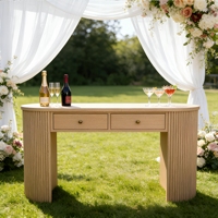 Table de bar contemporaine en bois massif à 2 tiroirs pour événements et mariages – Location de mobilier
