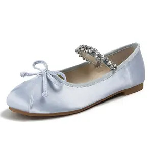 trendy light weight round toe silk satin ballet shoes flat Mary Jane shoes women casual shoes flats