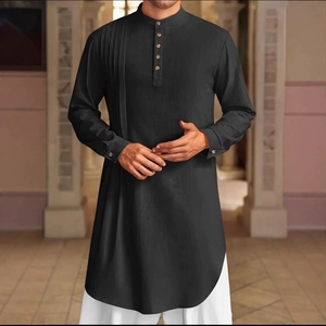 2025 nouveau moyen-orient <span class=keywords><strong>arabe</strong></span> décontracté mode ample Simple bouton <span class=keywords><strong>chemise</strong></span> hommes Robe musulmane - Product Image 3