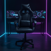 Chaise de jeu ergonomique avec éclairage LED, télécommande APP, RGB, appui-tête et soutien lombaire