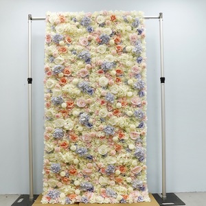 Panneau floral mural doux aux tons neutres crème, pêche et lavande, élégant pour la décoration de réception de mariage ou de fête. - Product Image 2
