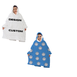 LEORATE Coperta <span class=keywords><strong>da</strong></span> Viaggio Personalizzabile in Pile Sherpa 100% Poliestere, Oversize, con Cappuccio, per Adulti e Bambini, <span class=keywords><strong>Plaid</strong></span> Indossabile - Product Image 1