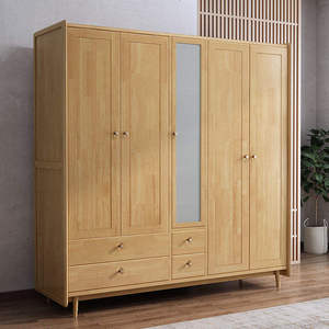 <span class=keywords><strong>Armoire</strong></span> autoportante BKS BO-751 en bois massif à 5 portes, 2 mètres <span class=keywords><strong>de</strong></span> <span class=keywords><strong>large</strong></span>, avec portes Shaker modernes écologiques et éclairage à induction durable pour vêtements - Product Image 4
