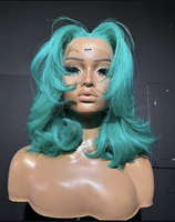 Transparent bleu clair vert vague de corps perruque de cheveux vierges 13X4 dentelle avant droite Remy cheveux préplumés 13X6 dentelle frontale perruque