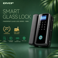 Serrure de porte en verre commerciale avec empreinte digitale, serrure intelligente sans perçage pour porte en bois, code, carte, empreinte digitale