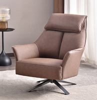 Fauteuil d'appoint au design le plus récent, fauteuil inclinable pour salon, en cuir souple, siège de détente rotatif avec structure pivotante et basculante