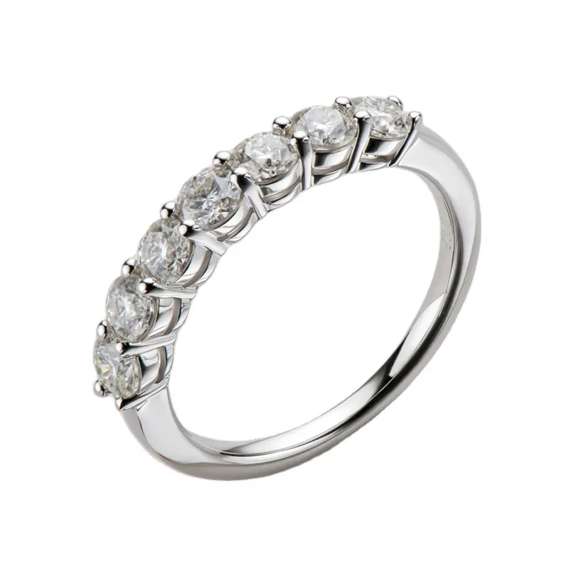 925 silver band ring 7 Stones 0.1ct 3mm Moissanite Half Eternity Ring Band Women Engagement Ring