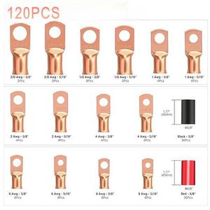 Terminales de cobre K-LUACY, 120 piezas, caja de 10 pulgadas, conectores de terminales de cableado prensados en frío para instalación de cables eléctricos - Product Image 4