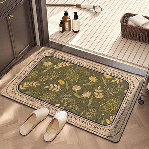 Yongjin Diatomaceous Earth <b>Door</b> Mat 38x58cm 48x78cm 58x88cm Floral Pattern Washable For Bathroom Entryway Living Room - Product Image 2