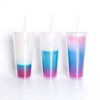 Offre Spéciale – Gobelet Isotherme Transparent à Double Paroi de 16oz et 24oz pour Boissons Froides, avec Couvercle et Paille, Idéal pour Personnalisation (DIY)