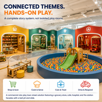 Aire de jeux intérieure commerciale en plastique avec piscine à balles et toboggan, certifiée ASTM, sièges sécurisés personnalisables pour projets de centres commerciaux