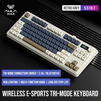 Clavier mécanique AULA S3187 à 184 touches, rétroéclairage RGB, touches double-shot en PBT, hot-swap, trois modes (2.4G, USB-C), batterie 1800 mAh, ergonomique
