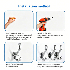 ตะขอแขวนผนังอะลูมิเนียมอัลลอยด์หนา ยี่ห้อ Tomis รุ่น Heavy Duty ตะขอแขวนผนังโครเมียมเงา สำหรับขายส่ง - Product Image 6