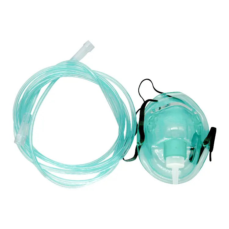 Set masker oksigen Nebulizer PVC sekali pakai medis, kualitas tinggi dengan tabung