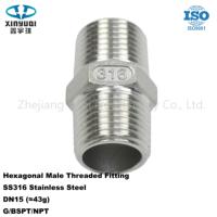 Raccord hexagonal mâle NPT 1/2'' vers mâle NPT 1/2'' en acier inoxydable 316 pour tuyauterie
