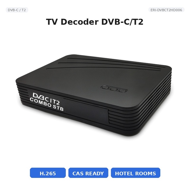DVB-C/T2 Combo Set Top Box 10bit 60fps H.265 CAS Ready for Hotel TV and Cable Operator