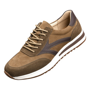 Chaussures de marche en cuir de vache véritable pour hommes, bout rond, à lacets, doublure en maille respirante, semelle extérieure en caoutchouc, confortables pour un usage quotidien - Product Image 4