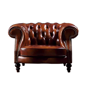 Klasik Chesterfield deri kanepe-Nailhead Trim ile Vintage püsküllü koltuk ve kanepe - Product Image 3