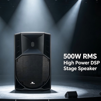 ART815DSP500 Haut-parleur actif en plastique de 15 pouces, classe D, DSP bi-amplifié, 500 W RMS, 2000 W max, Bluetooth TWS, haut-parleur de scène professionnel PA