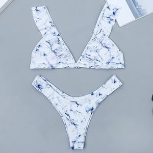Bikini de una pieza con logo personalizado, estampado de puntos sólidos, brillante, de cintura alta, corte en V, tipo tanga, servicio OEM, talla XXS - Product Image 2