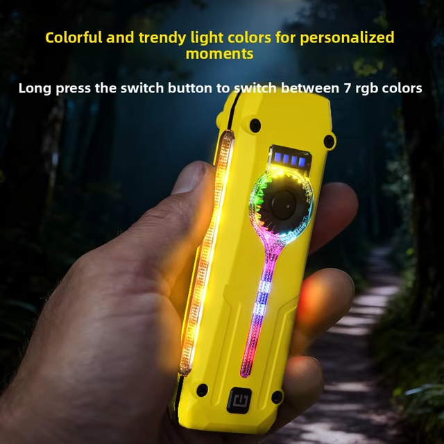 Multi-Function EDC Flashlight with Red Laser Pointer, UV Light, RGB Side Light, Magnetic Base & Type-C Charging