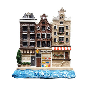 Aimant de réfrigérateur 3D personnalisé en résine UV, impression ou peinture à la main, souvenir néerlandais, maison de tulipe, boutique d'halloween, aimants pays-bas - Product Image 3