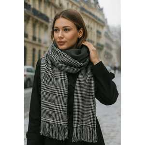 ผ้าพันคอลายสก็อตสีแอนทราไซต์ รุ่น SAL1212 ดีไซน์ทันสมัยเพื่อความสบายและอบอุ่น ผ้าพันคอและผ้าคลุมไหล่สไตล์ชาติพันธุ์ - Product Image 5