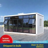 Conteneur carré extensible portable, mur en verre, villa préfabriquée, cuisine au design moderne, étanche, garantie 5 ans, hôtel DBJ
