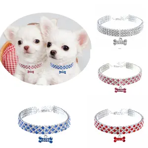 Stylish Pet Necklace Rhinestones Studded Dog Neck Collar Elastic Dog Collar Jewelry for Small Dogs