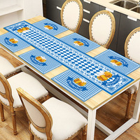 Nappe de table en polyester à motif bière Oktoberfest allemande, bleu et blanc à carreaux, pour décorations de fête et fournitures de table