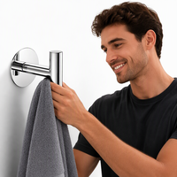 Crochets adhésifs muraux robustes en acier inoxydable à un seul niveau pour serviettes, peignoirs, tabliers, manteaux, chapeaux – Idéal pour salle de bain, cuisine, hôtel