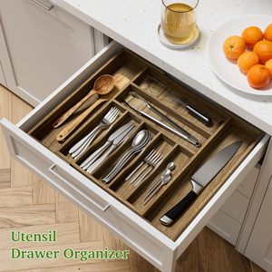 Organizador <span class=keywords><strong>de</strong></span> Cajones Expandible <span class=keywords><strong>de</strong></span> Madera <span class=keywords><strong>de</strong></span> Acacia Personalizado con Acabado Seguro para Alimentos, Ecológico para Almacenamiento en el Hogar, Oficina, Cocina y Baño - Product Image 3