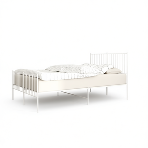 Base de Cama Doble de Acero con Recubrimiento en Polvo Blanco, Diseño Minimalista, Muebles para Dormitorio - Product Image 1
