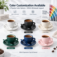 Ensemble tasse à espresso, soucoupe et cuillère en porcelaine Kingze style européen 80 ml, logo personnalisé, tasse à café pour café, hôtel