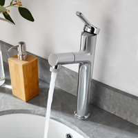 Robinet de lavabo de salle de bain ARROW moderne en alliage de cuivre et de zinc chromé poli, monocommande, monotrou, avec cartouche céramique