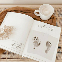 Livre de souvenirs personnalisé gris pour bébé, journal de la première année de la vie, livre de suivi des cinq premières années, cadeau de naissance, unisexe, couverture rigide en lin