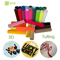 Transfert thermique flocage 3D Goode Bold Block Lettering Cartoon pour mode urbaine, effet pelucheux haute densité, film PET lavable, vente en gros