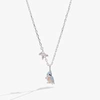 Collier pendentif oiseau touffeté en acier inoxydable plaqué or et argent, tendance océanique, exquis, pour femme, cadeau pierre de naissance de juillet